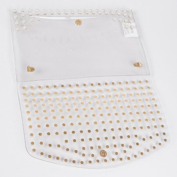 Faux Pearl Studded Transparent Envelope Clutch - Picture 4 of 5